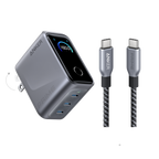 Anker Prime Charger (160W, 3 Ports, Smart Display) with Anker Prime USB-C to USB-C Cable (240W, Upcycled-Braided)