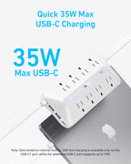 Anker power strip with 35W USB-C for fast charging