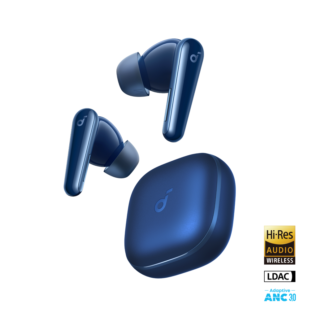 soundcore blue true wireless earbuds with Hi-Res Audio for wireless listening