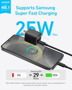 Anker with 25W charger boosting Samsung S24 to 50% in 29 minutes