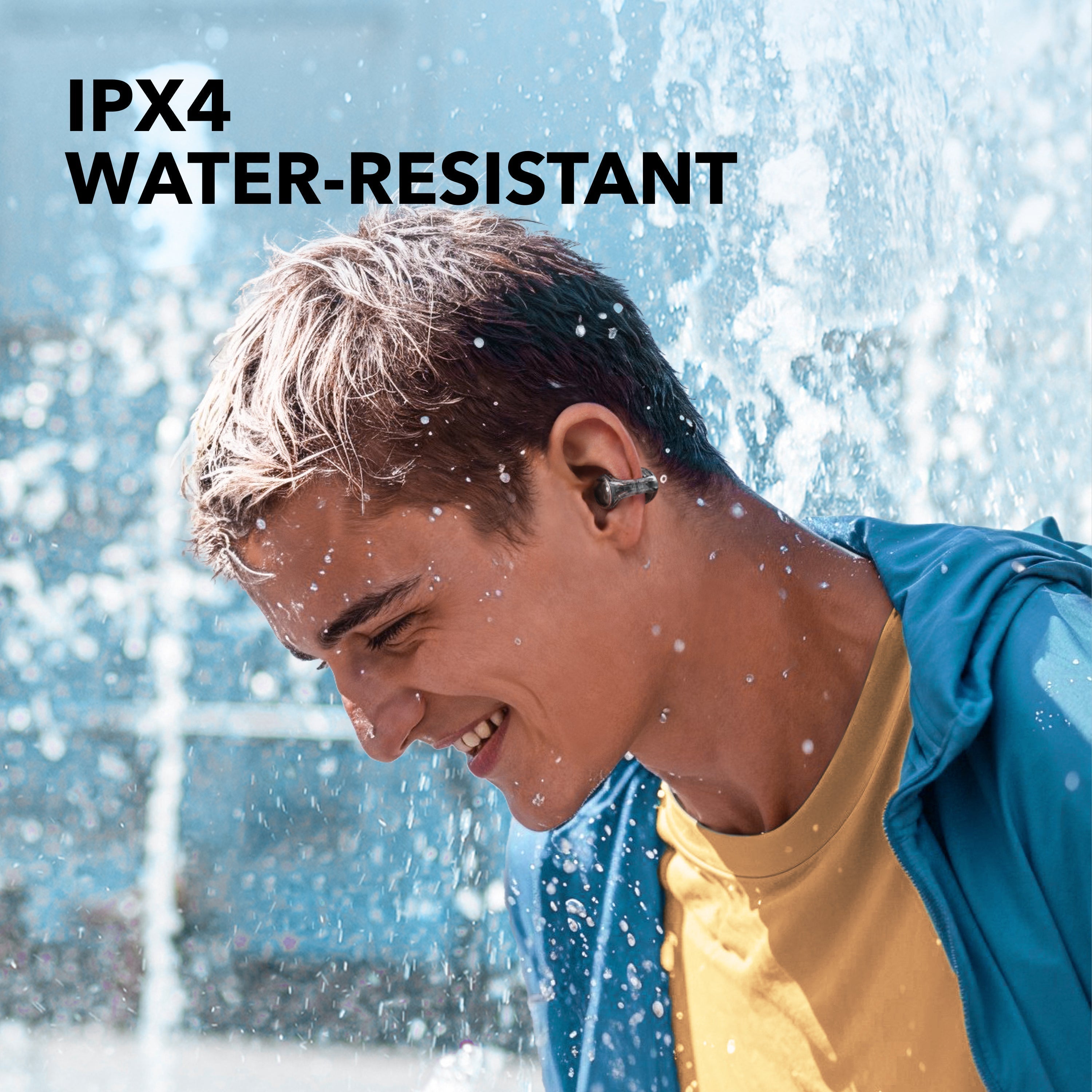 soundcore wireless earbud with IPX4 water resistance for outdoor use