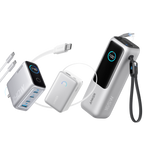 Anker Laptop Power Bank (25K, 165W, Built-In and Retractable Cables) and Anker Laptop Charger (140W, 4-Port, PD 3.1) with USB-C Cable and Anker Nano Power Bank (10K, 45W, Built-In Retractable USB-C Cable)