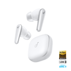 soundcore white wireless earbuds with Hi-Res audio