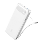 Anker white power bank with built-in cable for charging