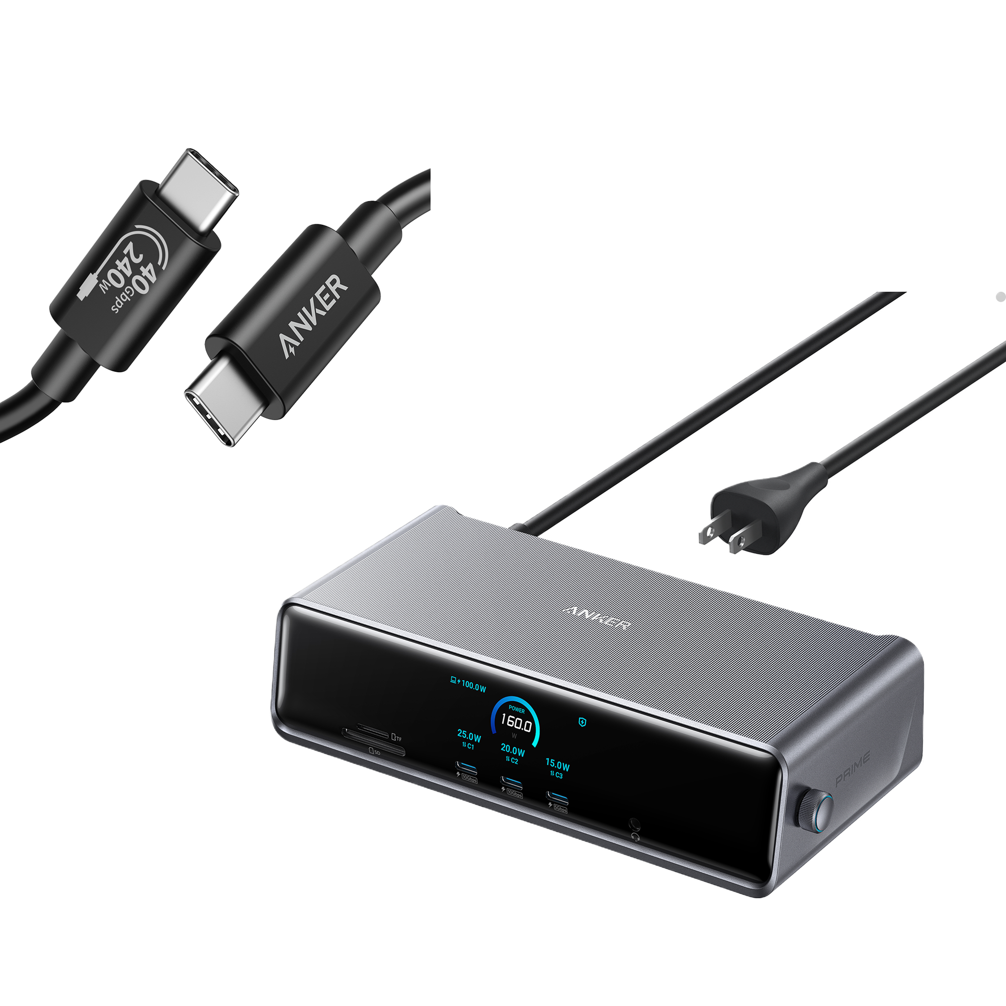 Anker Prime Docking Station (DL7400)  and USB-C to USB-C Cable (Thunderbolt 4 Compatible)