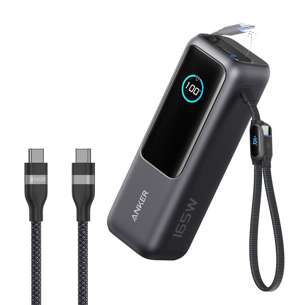 Anker Laptop Power Bank (25K, 165W, Built-In and Retractable Cables) WM