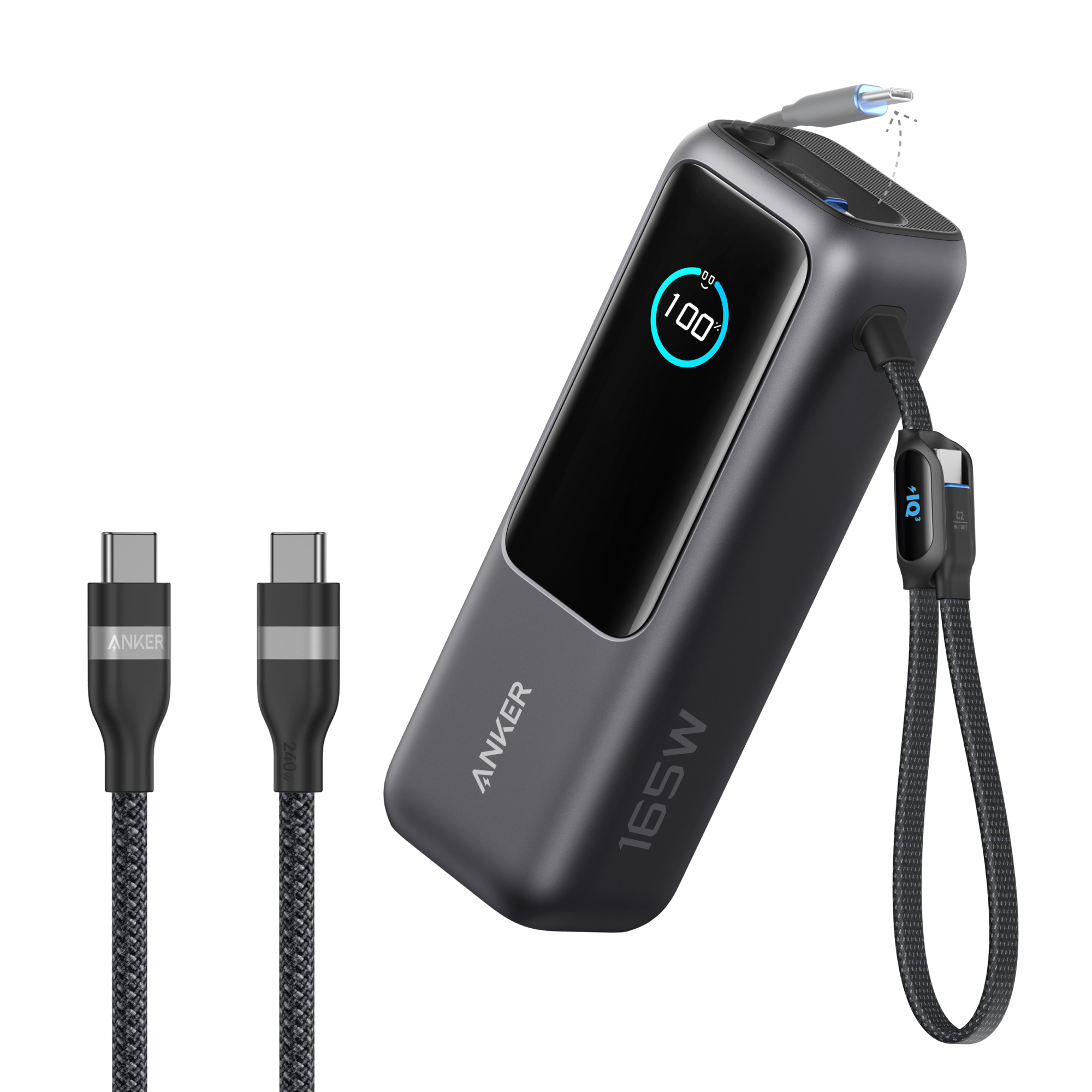 Anker Laptop Power Bank (25K, 165W, Built-In and Retractable Cables) WM