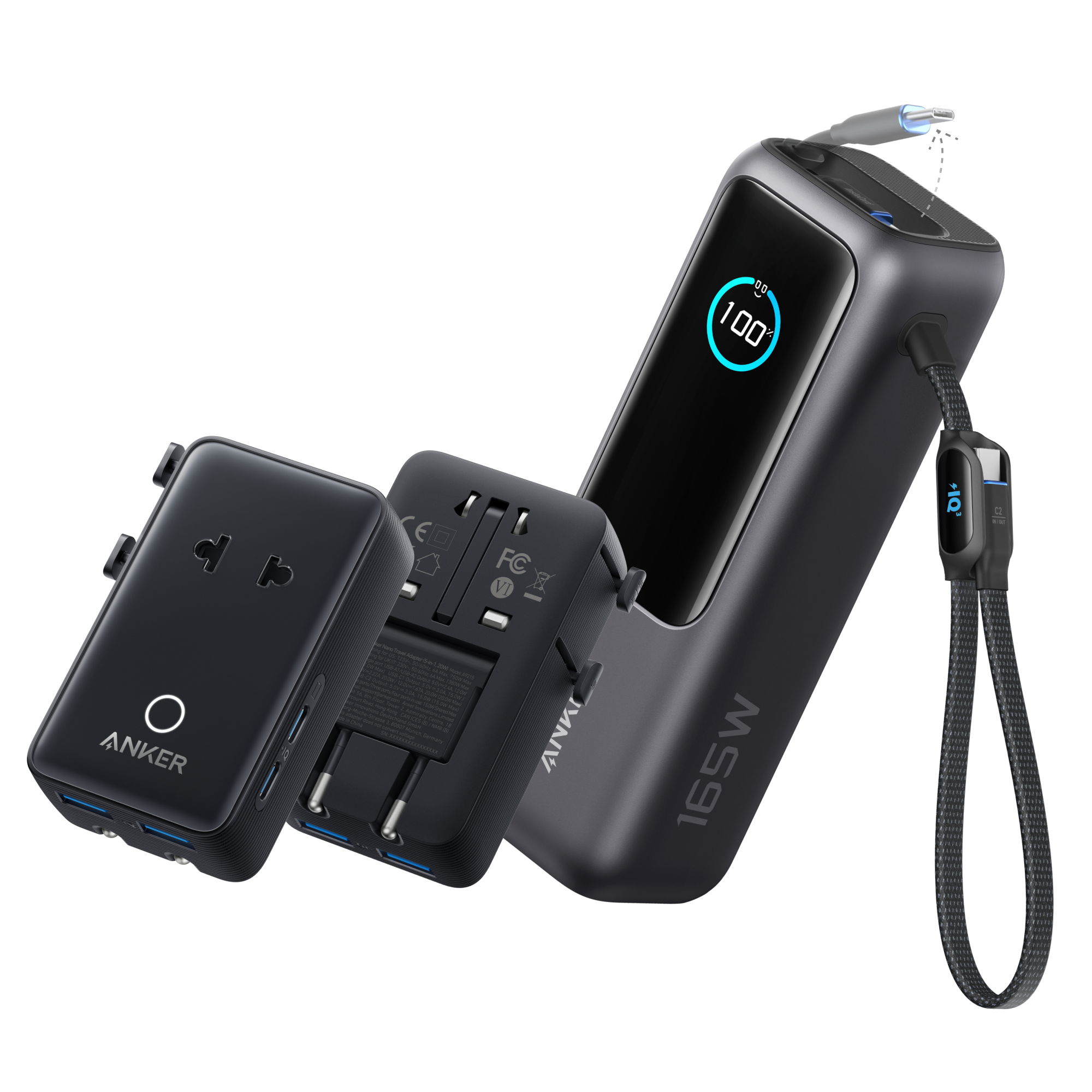 Anker Laptop Power Bank (25K, 165W, Built-In and Retractable Cables) WM
