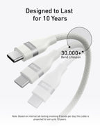 Anker charging cable with 30000 plus bend lifespan for durability