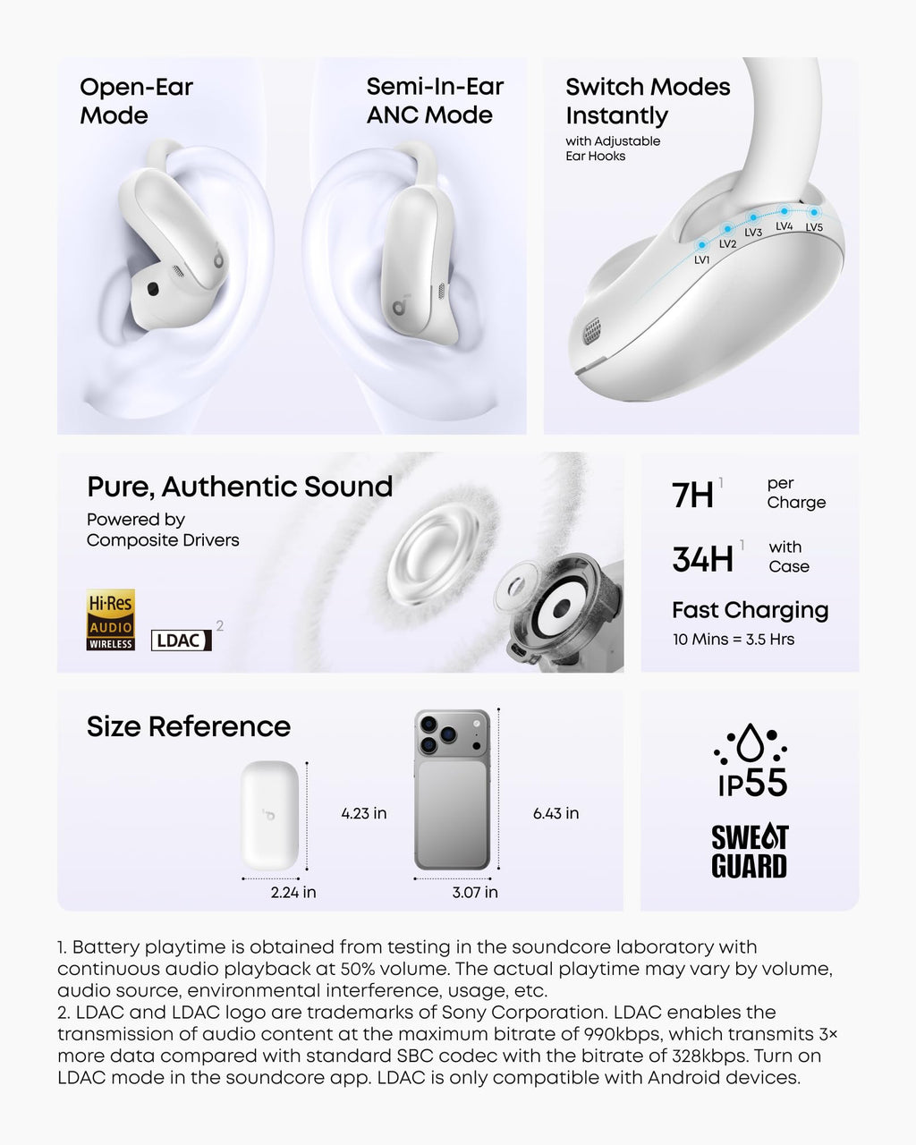 AeroFit 2 Pro｜Dual-Form Earbuds with Open-Ear and Active Noise Cancellation Form