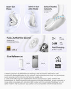 AeroFit 2 Pro｜Dual-Form Earbuds with Open-Ear and Active Noise Cancellation Form