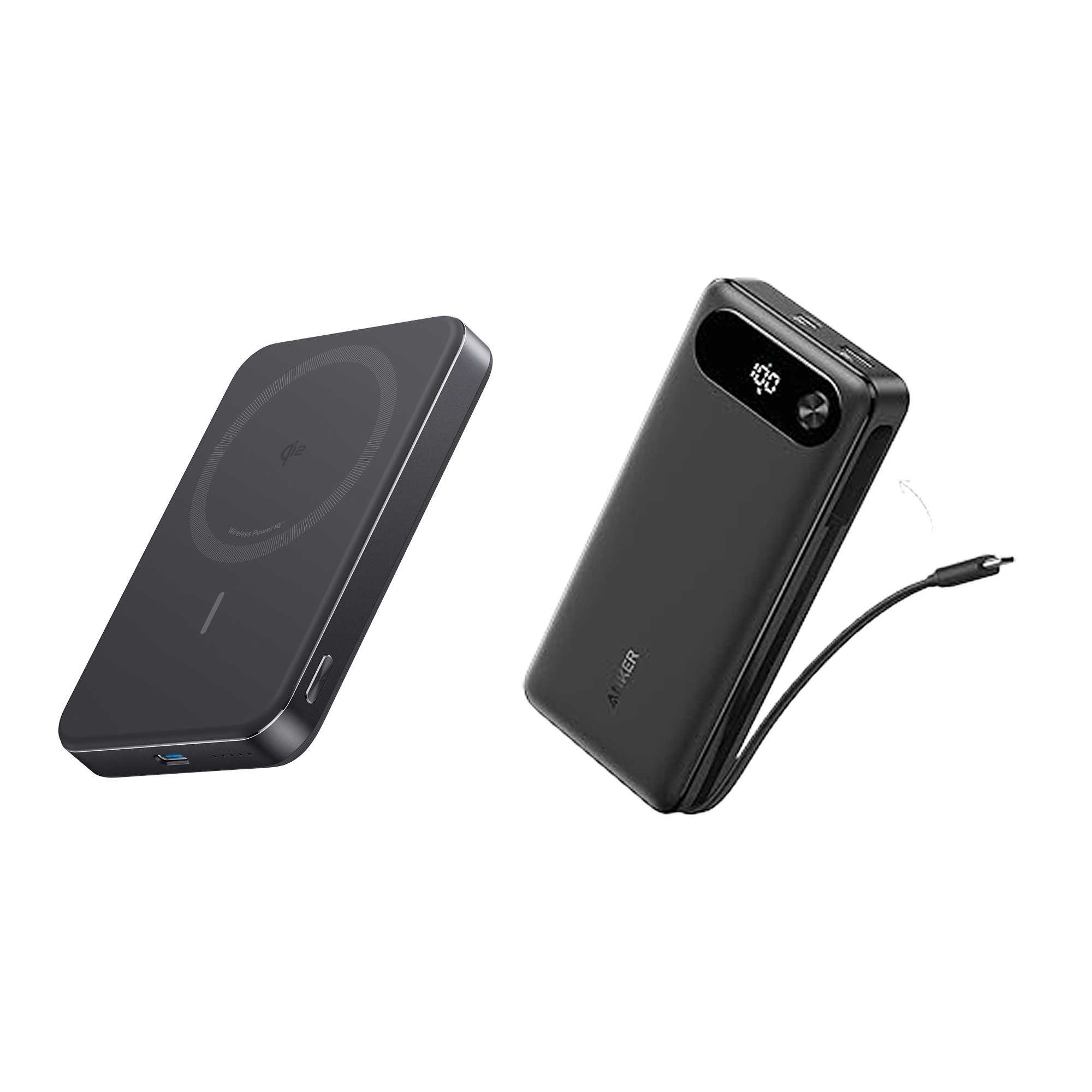 Anker Power Bank (20K,  87W, Built-In USB-C Cable) and Anker MagGo Pok (10K, Slim)