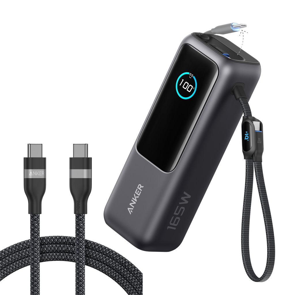 Anker Laptop Power Bank (25K, 165W, Built-In and Retractable Cables) WM