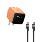 Anker Nano Charger (45W, Smart Display, 180° Foldable) and USB-C to USB-C Cable