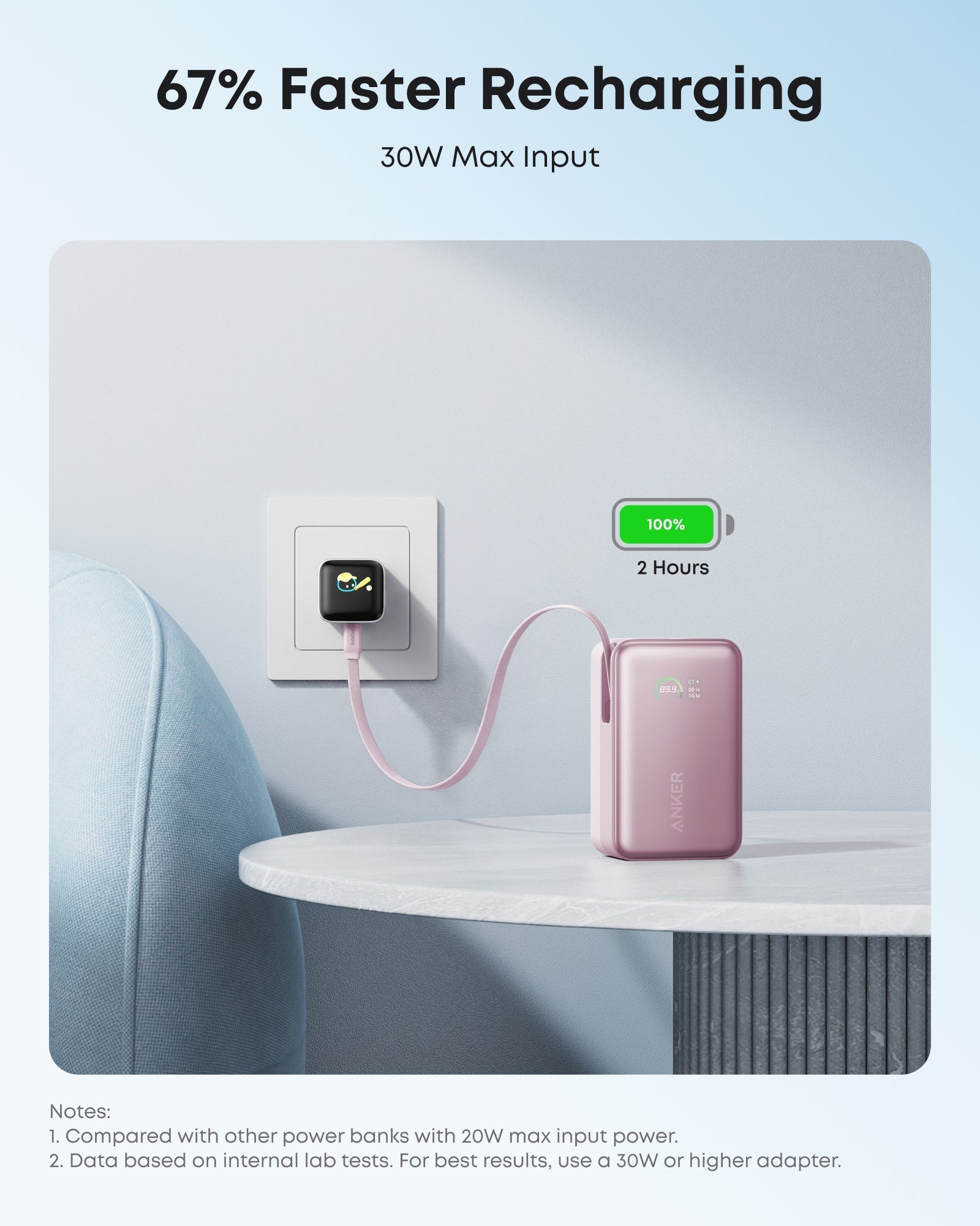 Anker Nano Power Bank (10K, 45W, Built-In Retractable USB-C Cable) | Customizable