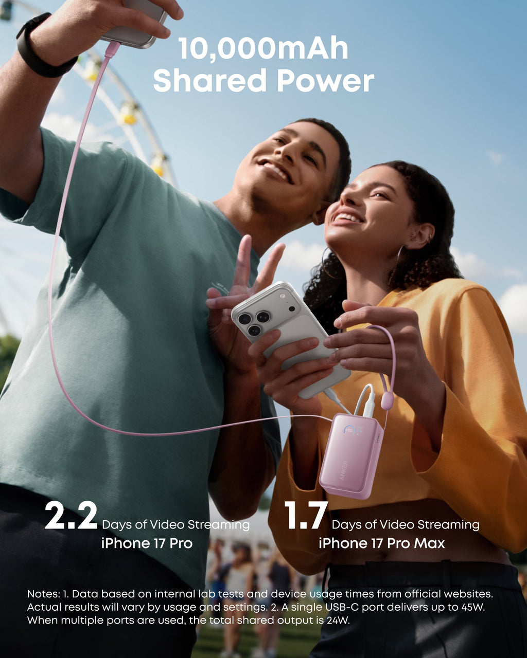 Anker Nano Power Bank (10K, 45W, Built-In Retractable USB-C Cable) | Customizable
