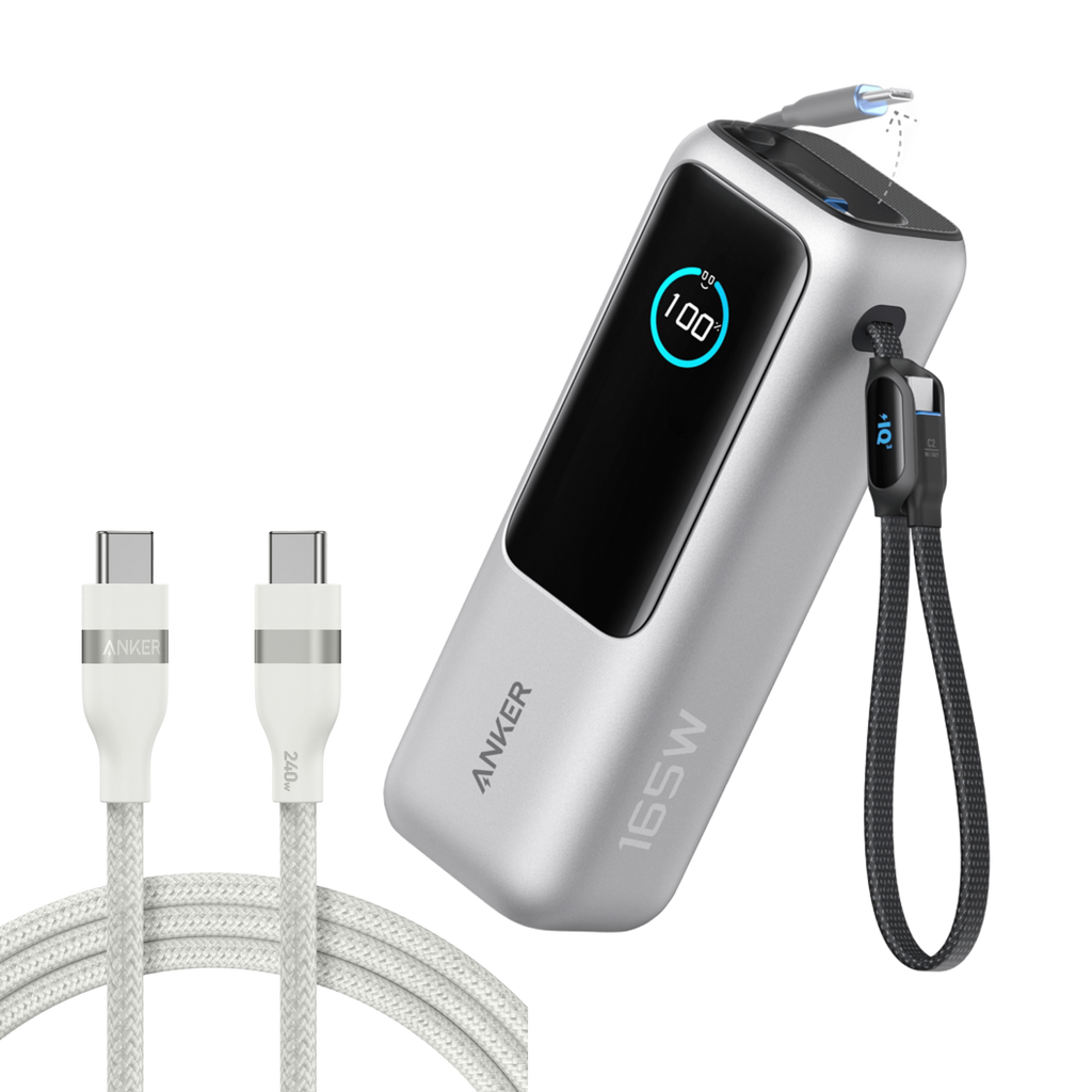 Anker Laptop Power Bank (25K, 165W, Built-In and Retractable Cables) WM