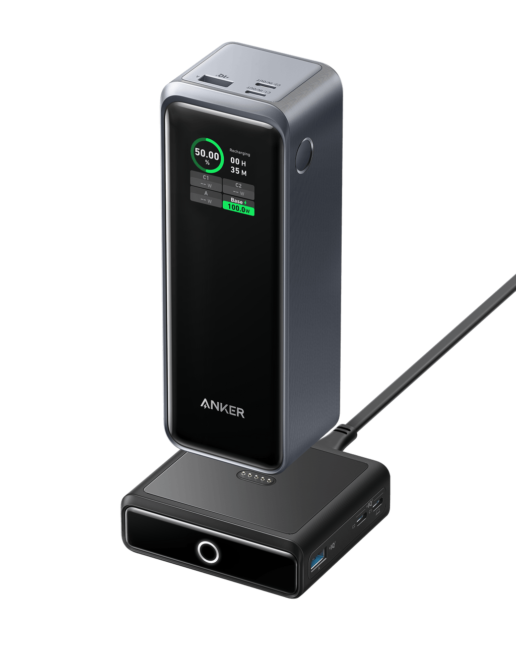 Anker portable power station with digital display for charging