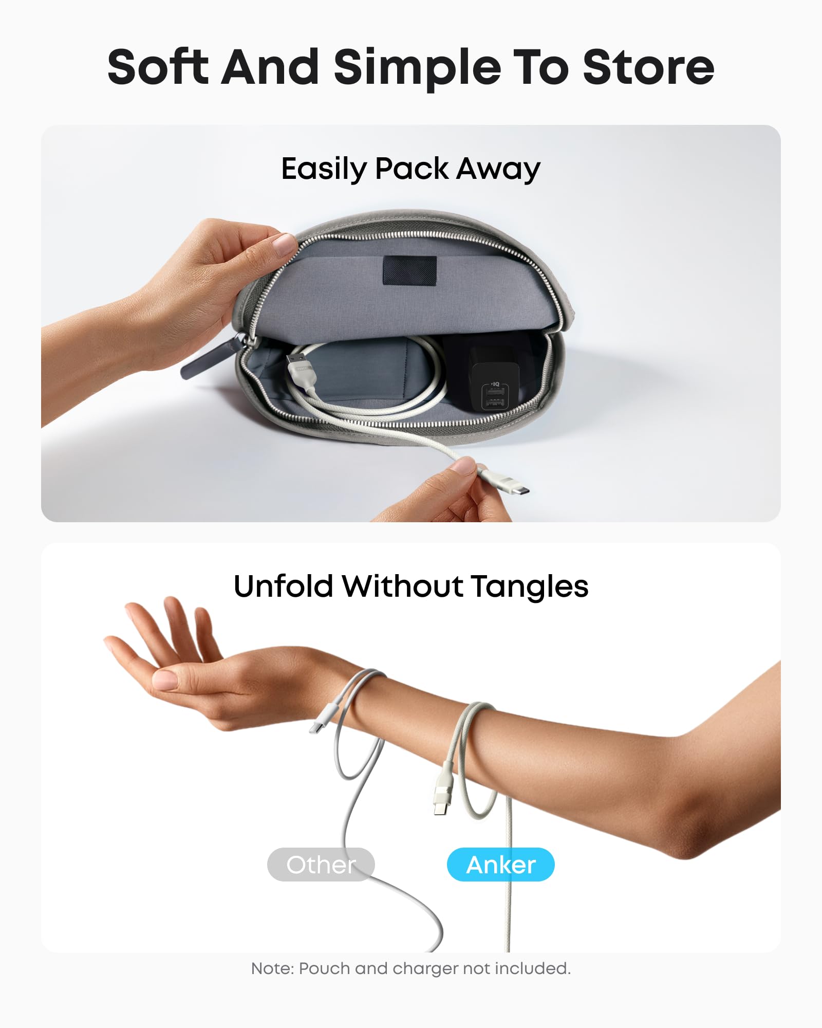 Anker USB-A to USB-C Cable (3 ft, Upcycled-Braided, 2 Pack）