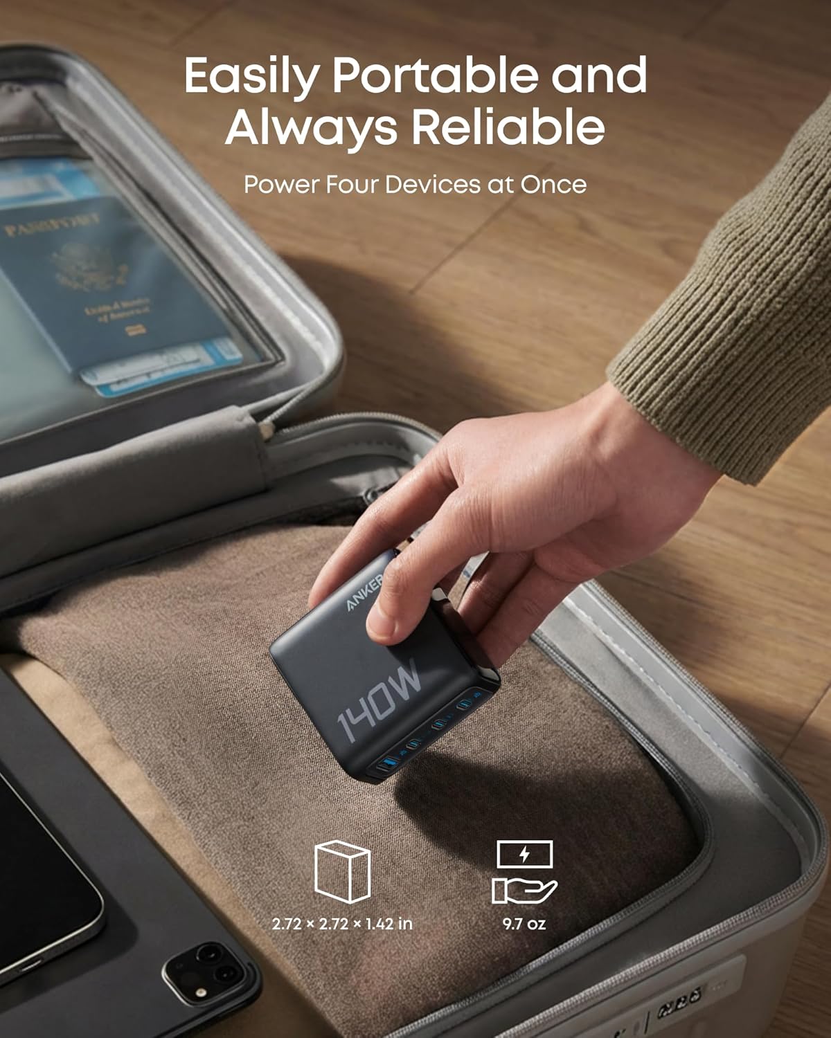 Anker Laptop Power Bank (25K, 165W, Built-In and Retractable Cables) WM