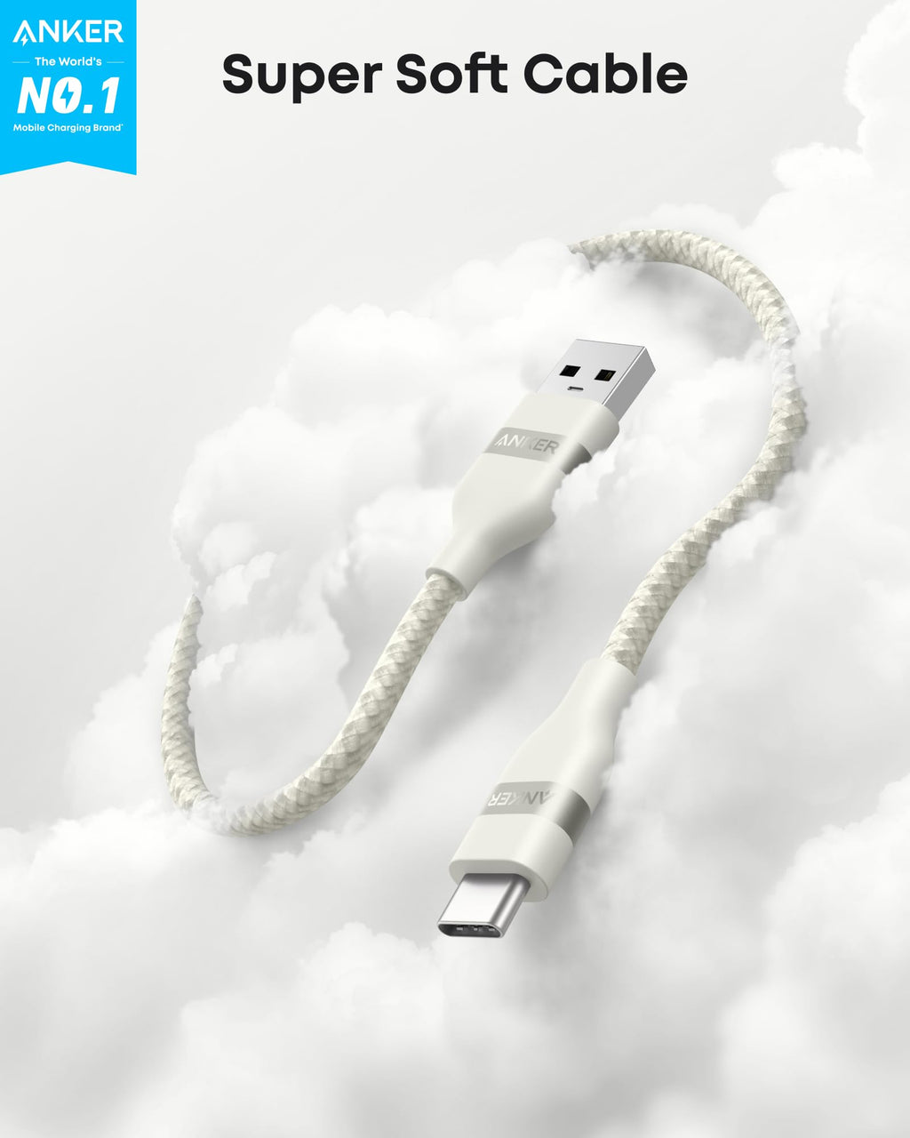 Anker USB-A to USB-C Cable (3 ft, Upcycled-Braided, 2 Pack）