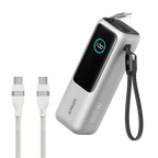 Anker Laptop Power Bank (25K, 165W, Built-In and Retractable Cables) and Anker USB-C to USB-C Cable (6 ft, 240W, Upcycled-Braided)