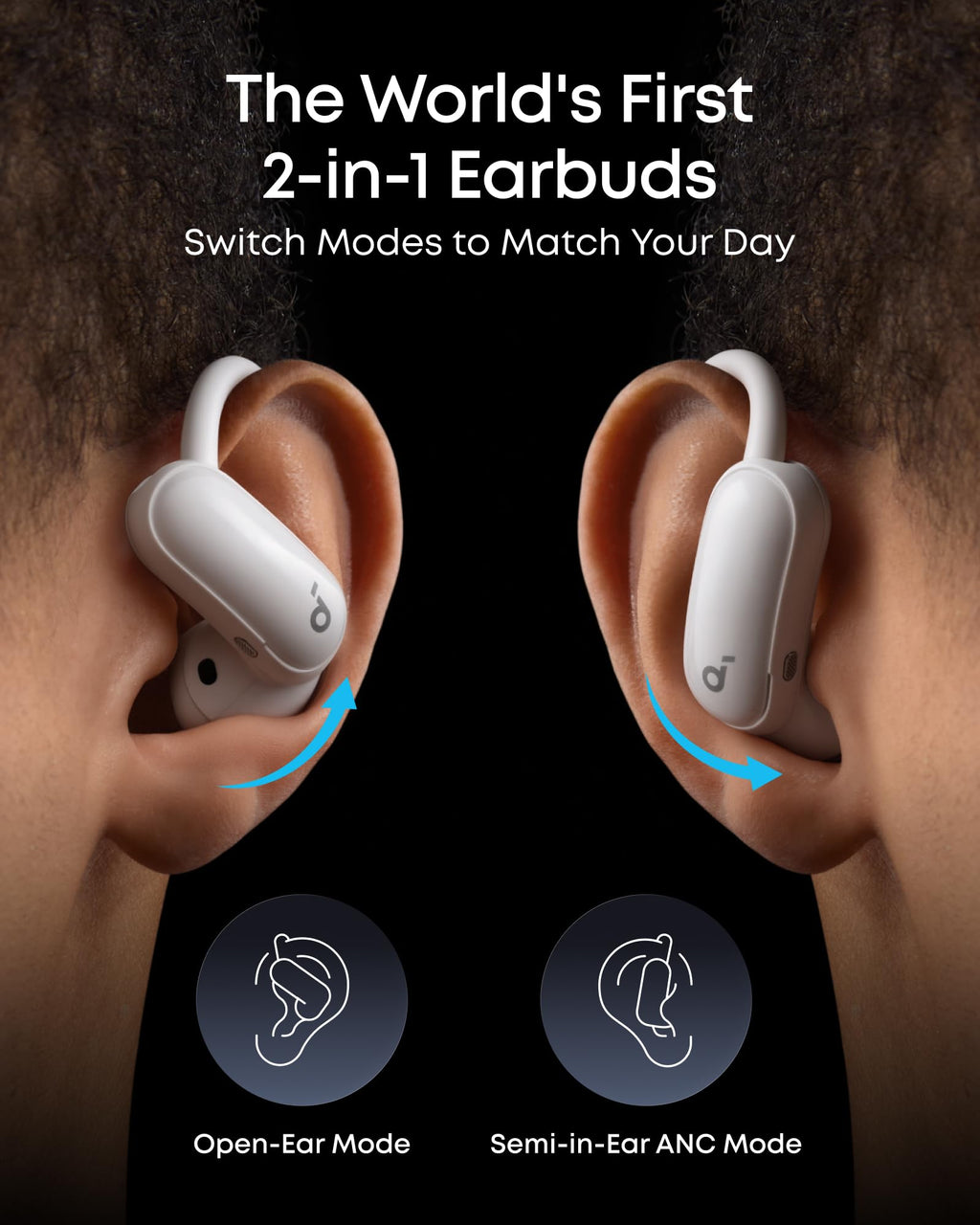 AeroFit 2 Pro｜Dual-Form Earbuds with Open-Ear and Active Noise Cancellation Form
