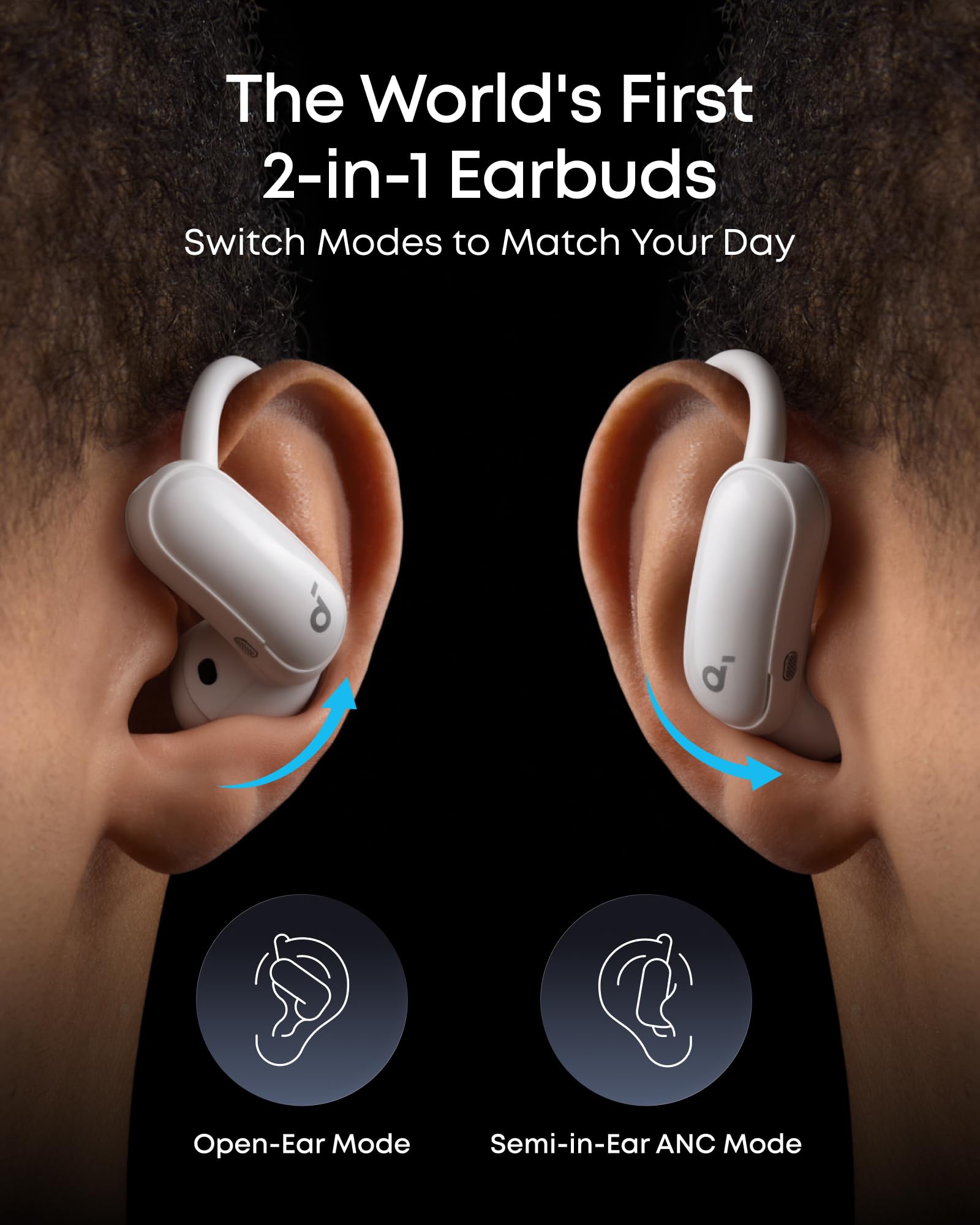 AeroFit 2 Pro｜Dual-Form Earbuds with Open-Ear and Active Noise Cancellation Form