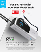 Anker Laptop Power Bank (25K, 165W, Built-In and Retractable Cables) and Anker Nano Travel Adapter (5-in-1, 20W, 1-Pack)