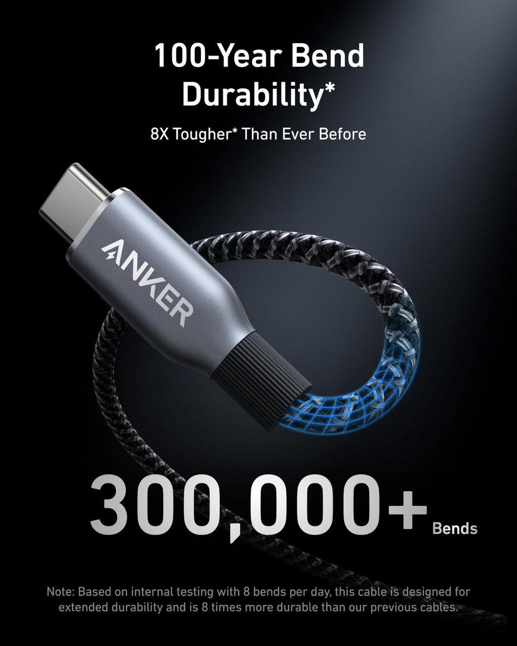 Anker cable with bend durability for 300,000+ bends