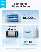 Anker power bank with 10000mAh for iPhone 17 fast charging
