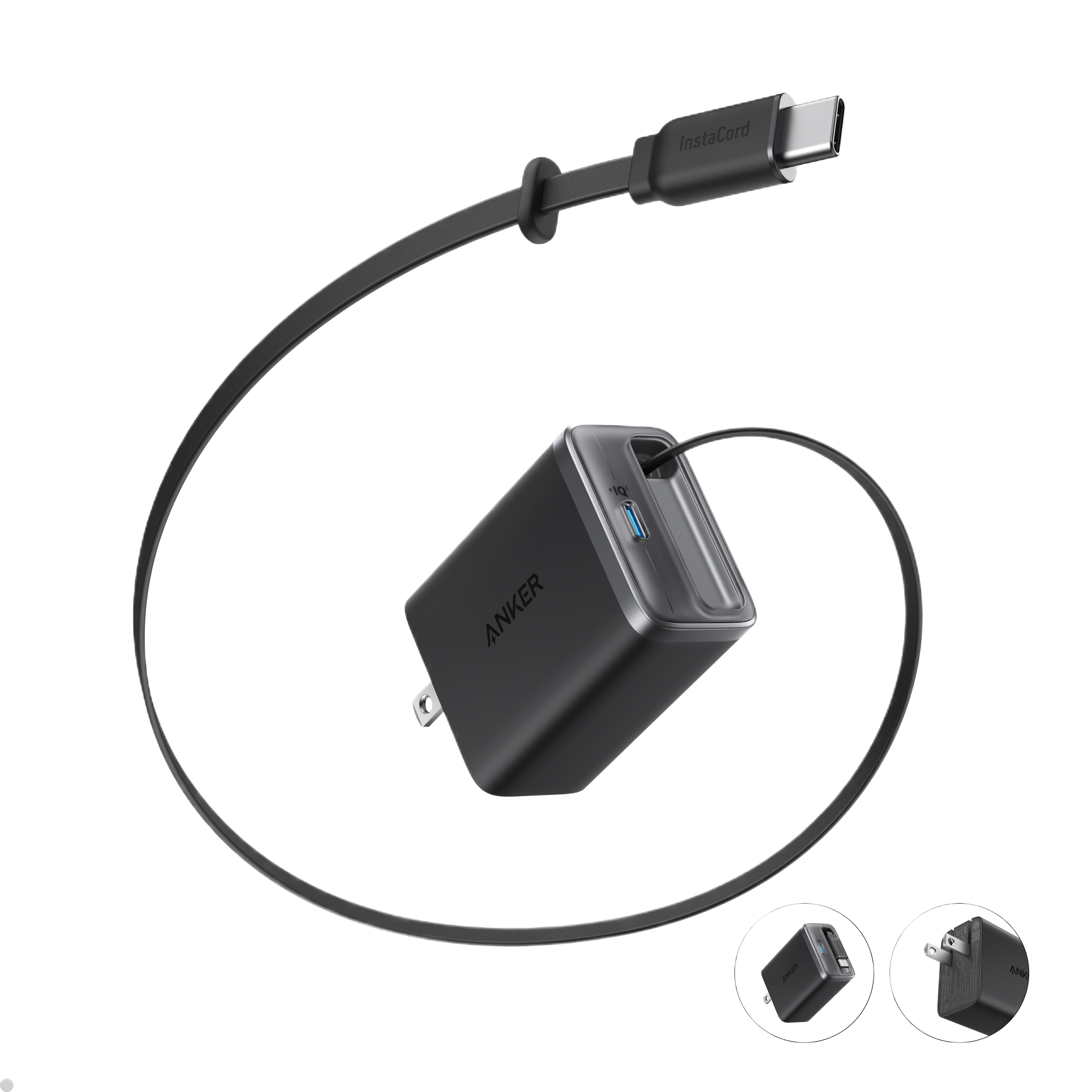 Anker charger with InstaCord for fast, flexible charging