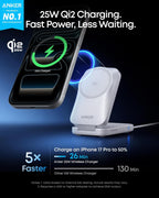 Anker Prime Wireless Charging Station (3-in-1, MagGo, AirCool, Foldable) and Anker Prime USB-C to USB-C Cable (240W, Upcycled-Braided)