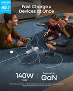 Anker Charger (140W, 4-Port, PD 3.1) with USB-C Cable WM