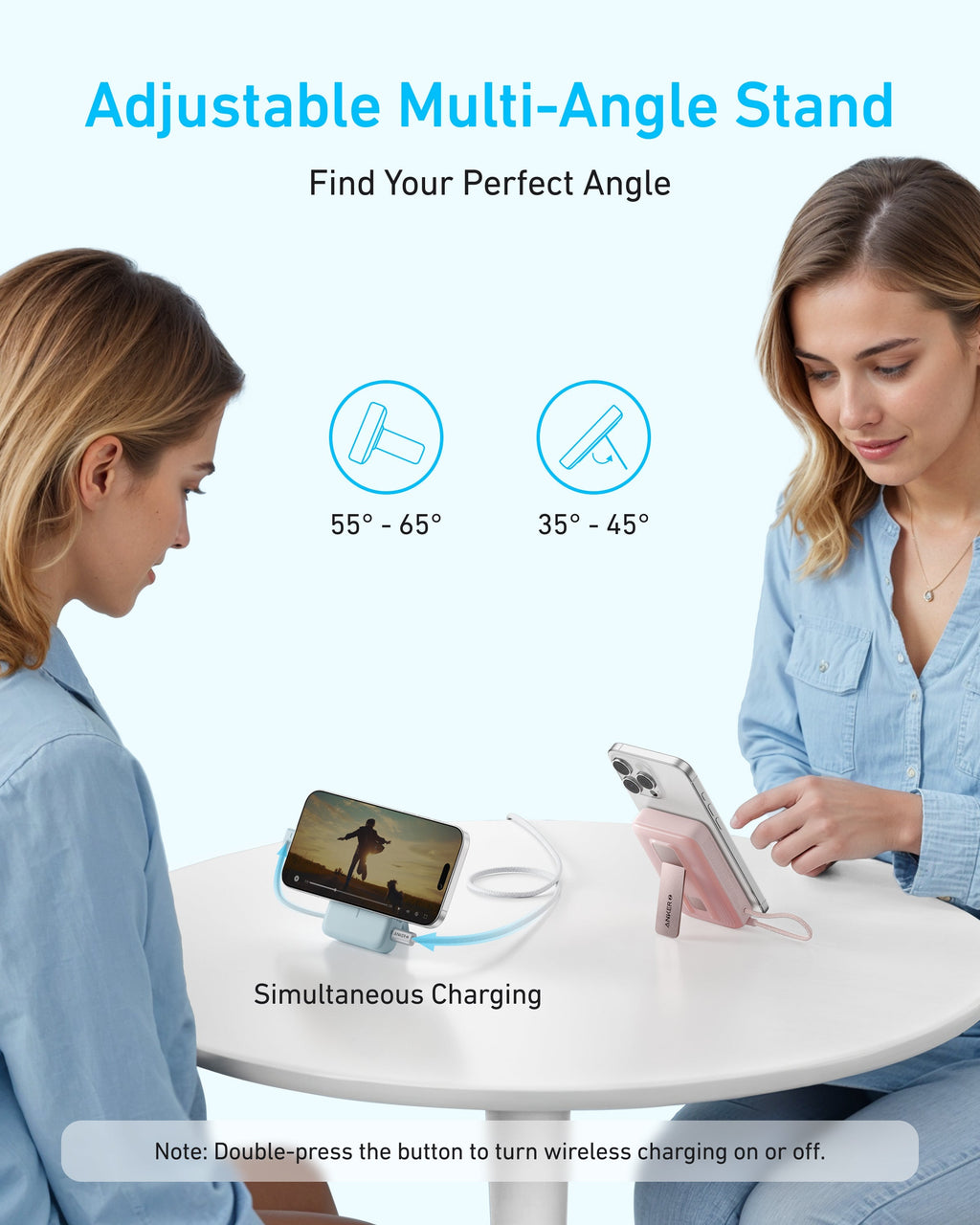Anker portable charger with adjustable multi-angle stand for phones