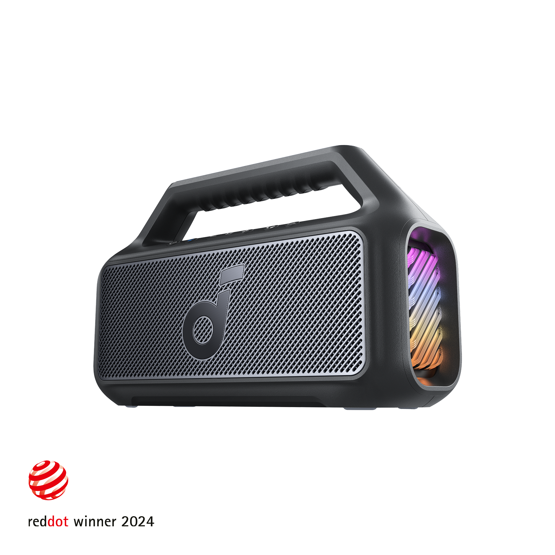 soundcore portable outdoor speaker with vibrant side lights