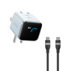 Anker Nano Charger (45W, Smart Display, 180° Foldable) and USB-C to USB-C Cable