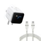 Anker Nano Charger (45W, Smart Display, 180° Foldable) and USB-C to USB-C Cable