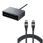 Anker Prime Charger (200W, 6 Ports, GaN)  and Anker USB-C to USB-C Cable (6 ft, 240W, Upcycled-Braided)