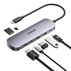 Anker USB-C hub with HDMI, USB, SD card connections