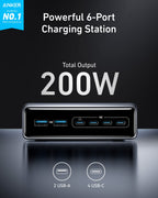 Anker 200W charging station with 6 ports for phone