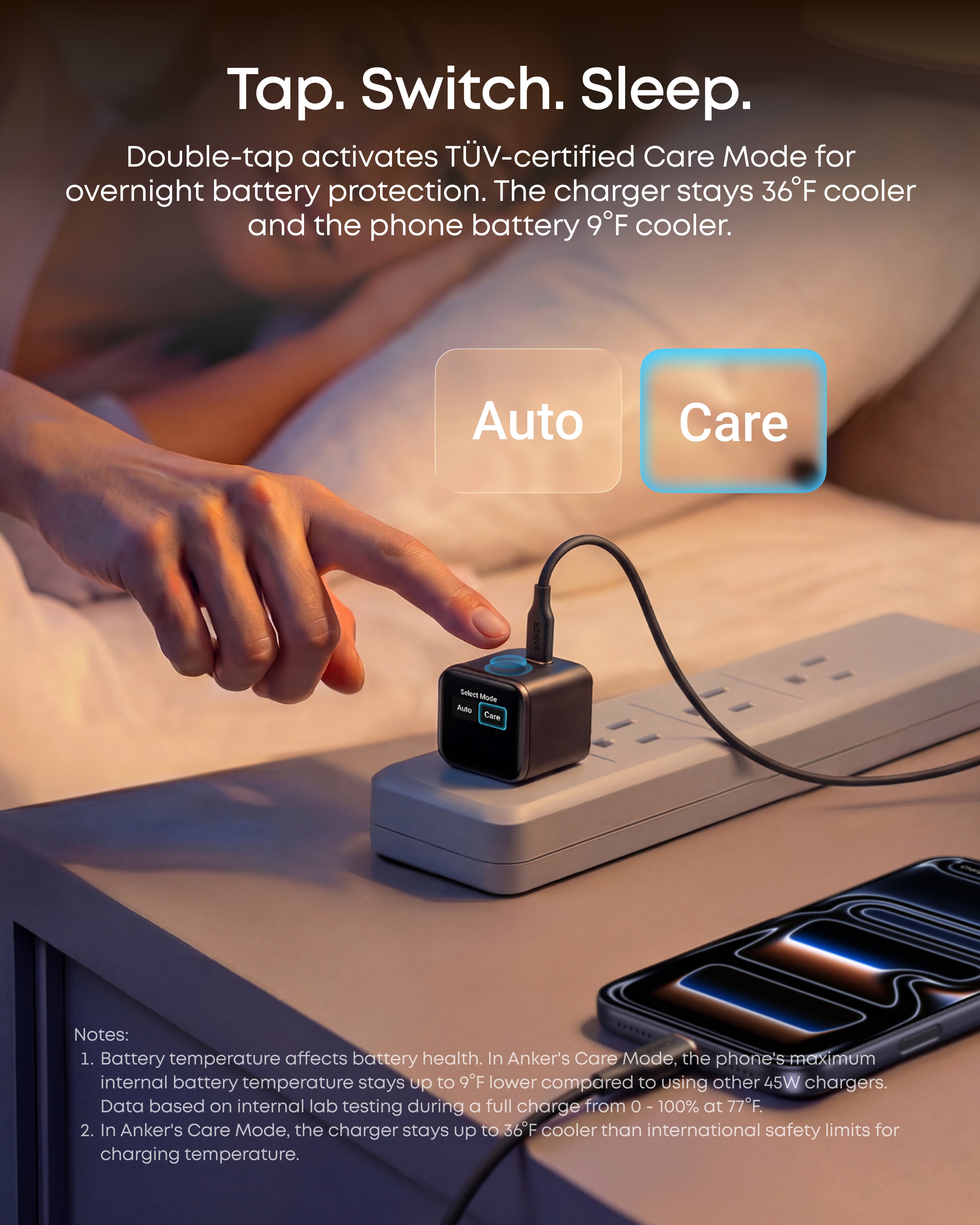 Anker Nano Charger (45W, Smart Display, 180° Foldable) and USB-C to USB-C Cable