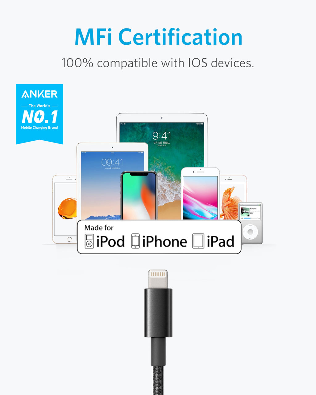 Refurbished Anker 331 USB-A to Lightning Cable (Nylon)