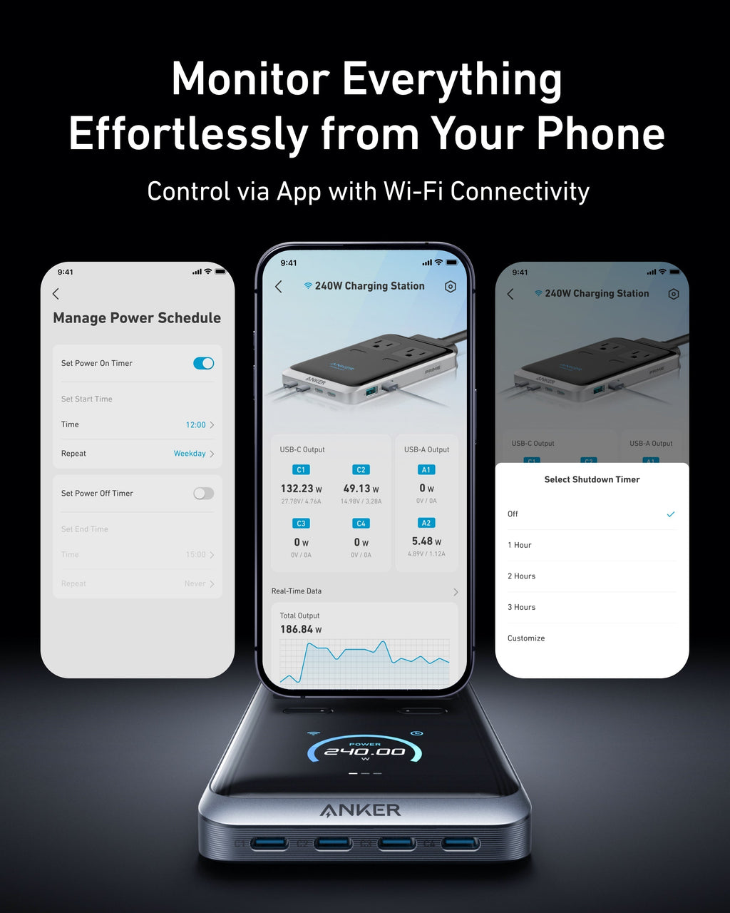 Anker 240W charging station for app control with Wi-Fi
