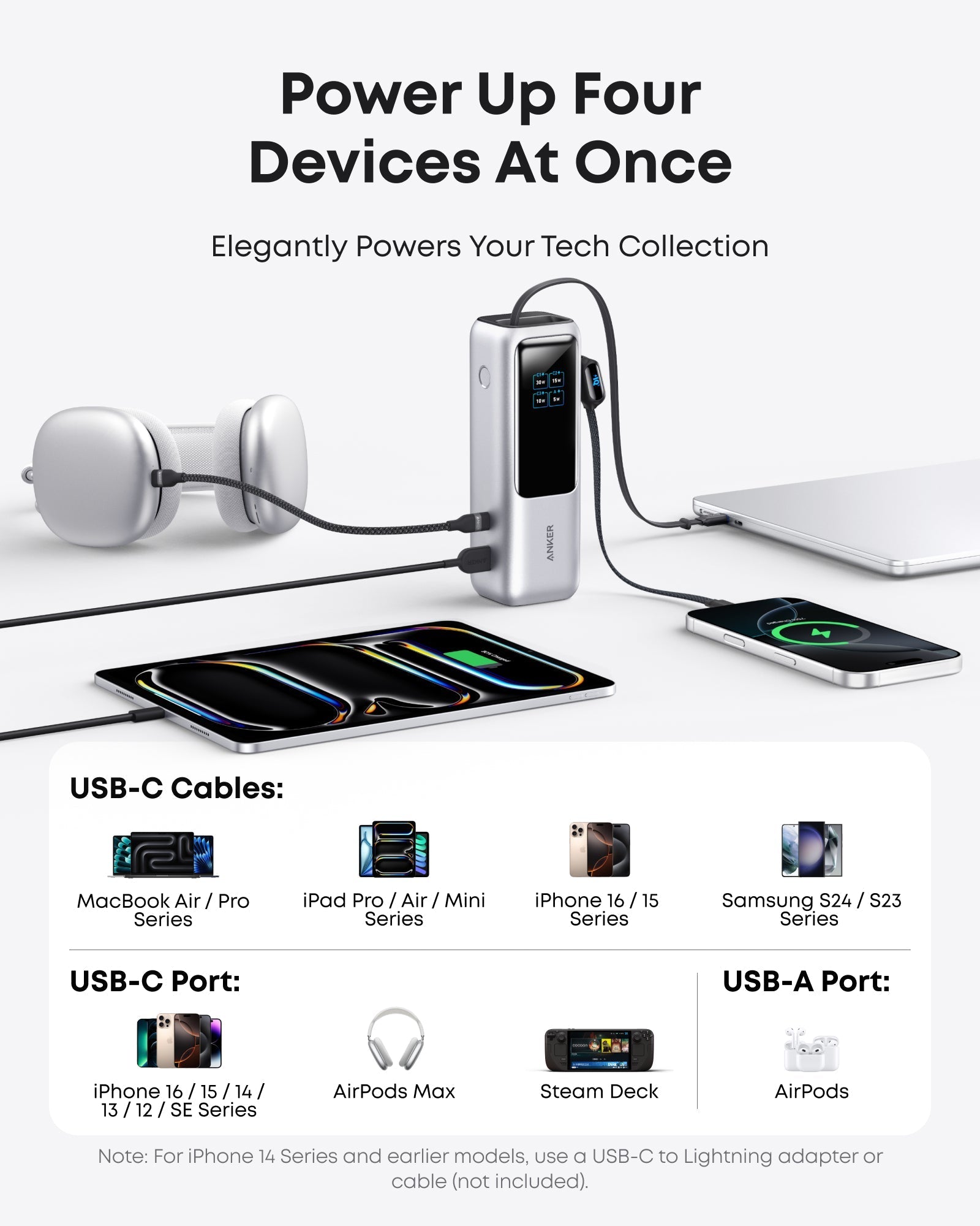 Anker Laptop Power Bank (25K, 165W, Built-In and Retractable Cables) WM