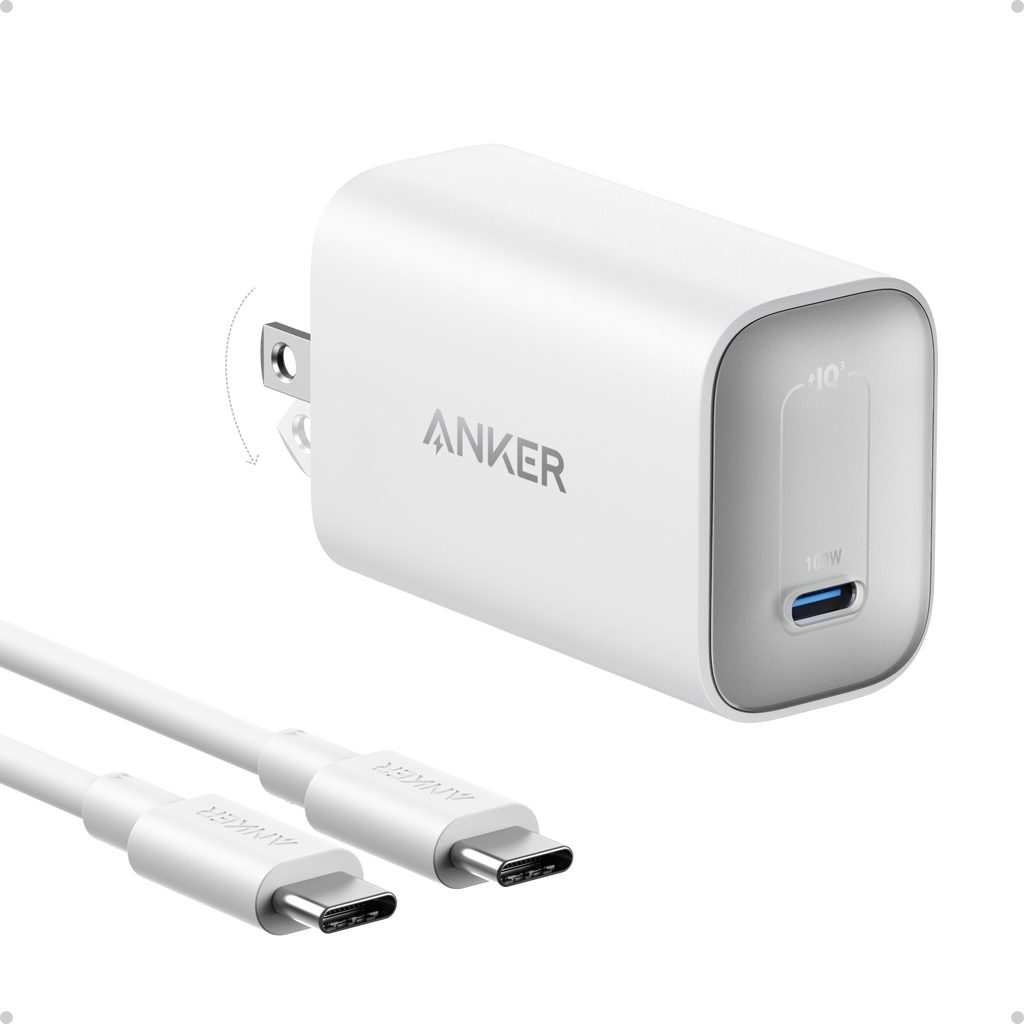 Anker charger with USB-C cable for compact fast charging