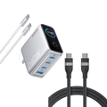 Anker Charger (140W, 4-Port, PD 3.1) with USB-C Cable and Anker USB-C to USB-C Cable (6 ft, 240W, Upcycled-Braided)