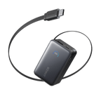 Anker power bank with InstaCord and clear 100% display for easy use.