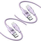 Anker USB-A to USB-C Cable (Upcycled-Braided, 2 Pack, Violet）
