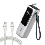 Anker Laptop Power Bank (25K, 165W, Built-In and Retractable Cables) and Anker USB-C to USB-C Cable (6 ft, 240W, Upcycled-Braided)